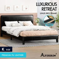 Detailed information about the product ALFORDSON Bed Frame King Size Mattress Base Platform Leather Black Linus