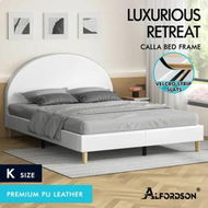 Detailed information about the product ALFORDSON Bed Frame King Size Mattress Base Platform Leather White CALLA