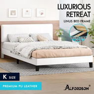 Detailed information about the product ALFORDSON Bed Frame King Size Mattress Base Platform Leather White Linus