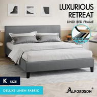 Detailed information about the product ALFORDSON Bed Frame King Size Mattress Base Wooden Platform Fabric Grey