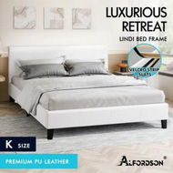 Detailed information about the product ALFORDSON Bed Frame King Size Mattress Base Wooden Platform Leather White