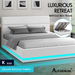 ALFORDSON Bed Frame King Size Platform RGB LED Gas Lift Base Storage Boucle. Available at Crazy Sales for $529.95