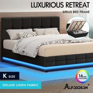 Detailed information about the product ALFORDSON Bed Frame King Size Platform RGB LED Gas Lift Base Storage Charcoal
