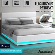 Detailed information about the product ALFORDSON Bed Frame King Size Platform RGB LED Gas Lift Base Storage White