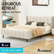 Detailed information about the product ALFORDSON Bed Frame King Size Tufted Headboard Base Beige Fabric HUNDOLF