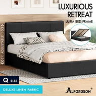 Detailed information about the product ALFORDSON Bed Frame Queen Gas Lift Storage Adjustable Headboard Charcoal LURIA