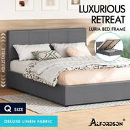 Detailed information about the product ALFORDSON Bed Frame Queen Gas Lift Storage Adjustable Headboard Grey LURIA