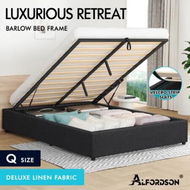 Detailed information about the product ALFORDSON Bed Frame Queen Size Gas Lift Storage Mattress Base Charcoal BARLOW