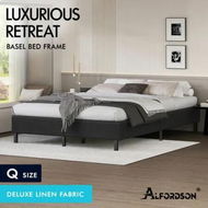 Detailed information about the product ALFORDSON Bed Frame Queen Size Mattress Base Foundation Charcoal Fabric BASEL