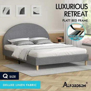 ALFORDSON Bed Frame Queen Size Mattress Base Platform Grey Fabric CALLA