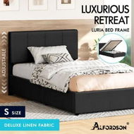 Detailed information about the product ALFORDSON Bed Frame Single Gas Lift Storage Adjustable Headboard Charcoal LURIA