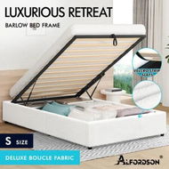 Detailed information about the product ALFORDSON Bed Frame Single Size Gas Lift Storage Mattress Base Boucle BARLOW