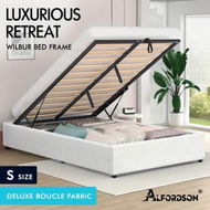 Detailed information about the product ALFORDSON Bed Frame Single Size Gas Lift Storage Mattress Base Boucle WILBUR