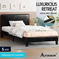 Detailed information about the product ALFORDSON Bed Frame Single Size Mattress Base Platform Leather Black Linus