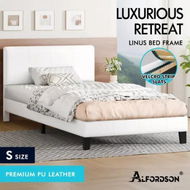 Detailed information about the product ALFORDSON Bed Frame Single Size Mattress Base Platform Leather White Linus