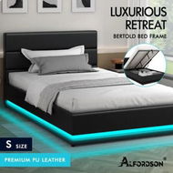 Detailed information about the product ALFORDSON Bed Frame Single Size Platform RGB LED Gas Lift Base Storage Black