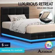 Detailed information about the product ALFORDSON Bed Frame Single Size Platform RGB LED Gas Lift Base Storage Black