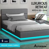 Detailed information about the product ALFORDSON Bed Frame Single Size Platform RGB LED Gas Lift Base Storage Grey