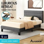Detailed information about the product ALFORDSON Bed Frame Single Size Upholstered Platform Grey Fabric HARLENE