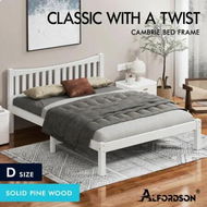 Detailed information about the product ALFORDSON Bed Frame Wooden Double Size Solid Pine Timber Base White CAMBRIE
