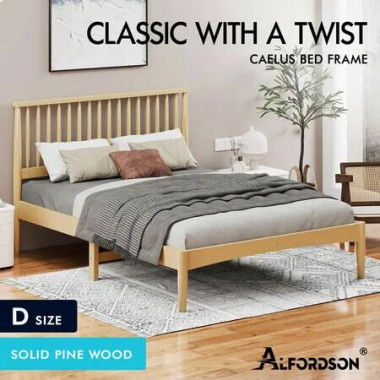 ALFORDSON Bed Frame Wooden Double Size Timber Base Foundation Oak CAELUS