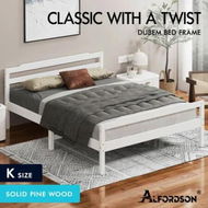 Detailed information about the product ALFORDSON Bed Frame Wooden King Size Mattress Base Platform Timber White DUBEM
