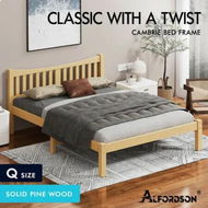 Detailed information about the product ALFORDSON Bed Frame Wooden Queen Size Solid Pine Timber Base Oak CAMBRIE