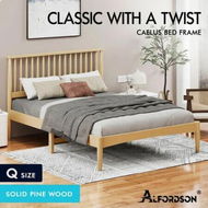 Detailed information about the product ALFORDSON Bed Frame Wooden Queen Size Timber Base Foundation Oak CAELUS