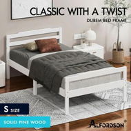 Detailed information about the product ALFORDSON Bed Frame Wooden Single Size Mattress Base Platform Timber White DUBEM