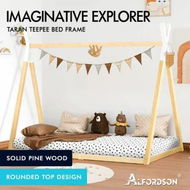 Detailed information about the product ALFORDSON Bed Frame Wooden Single Timber Teepee House Base Platform Oak TARAN