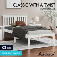 Detailed information about the product ALFORDSON Bed Frame Wooden Timber King Single Mattress Base Platform White ELGIN