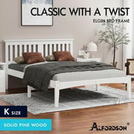 Detailed information about the product ALFORDSON Bed Frame Wooden Timber King Size Mattress Base Platform White ELGIN