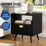 Detailed information about the product ALFORDSON Bedside Table 1 Drawer Side Storage Shelf Nightstand Black