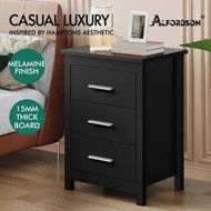 Detailed information about the product ALFORDSON Bedside Table Hamo Nightstand Storage Side End 3 Drawers Black