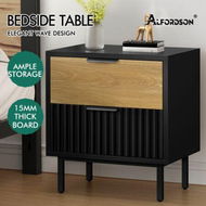 Detailed information about the product ALFORDSON Bedside Table Nightstand 2 Drawers Side Storage Cabinet Black and Wood