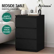 Detailed information about the product ALFORDSON Bedside Table Nightstand 3 Drawers Side End Table Black