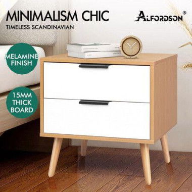 ALFORDSON Bedside Table Nightstand Side Storage Cabinet Scandinavian White