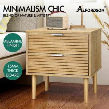 ALFORDSON Bedside Table Nightstand Side Storage Cabinet Slatted Drawer Oak