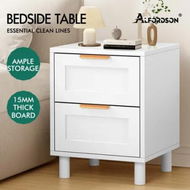 Detailed information about the product ALFORDSON Bedside Table Side Storage Nightstand 2 Drawers Cabinet White