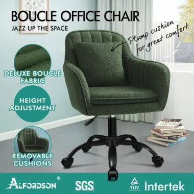 ALFORDSON Boucle Office Chair Computer Swivel Armchair Work Kids Green