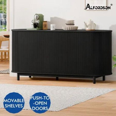 ALFORDSON Buffet Sideboard Cupboard Cabinet Storage Pantry Kitchen 3 Doors Black