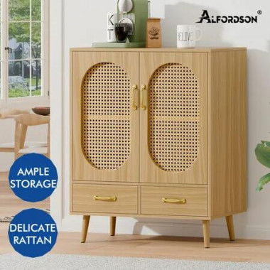 ALFORDSON Buffet Sideboard Rattan Storage Cabinet Cupboard Doors Drawers Pantry