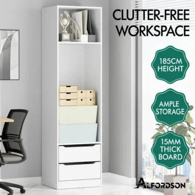 ALFORDSON Chest of 2 Drawers Office Storage Cabinet Tallboy Bedroom White