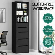 Detailed information about the product ALFORDSON Chest of 5 Drawers Office Storage Cabinet Tallboy Bedroom Black