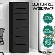 Detailed information about the product ALFORDSON Chest of 7 Drawers Office Storage Cabinet Tallboy Bedroom Black