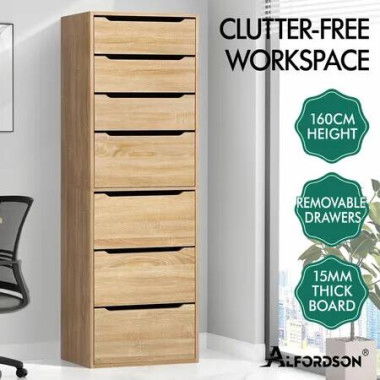 ALFORDSON Chest of 7 Drawers Office Storage Cabinet Tallboy Bedroom Wood