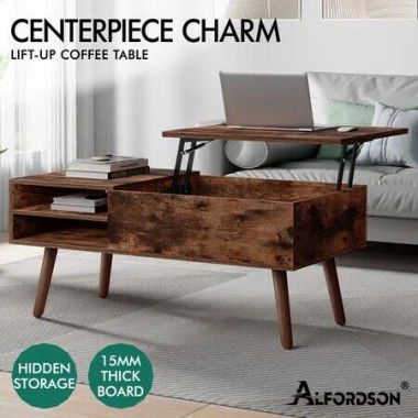 ALFORDSON Coffee Table Lift Up Top Hidden Storage Dark Oak