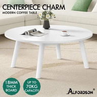 Detailed information about the product ALFORDSON Coffee Table Modern Round Table Sturdy Wooden Legs Living Room White
