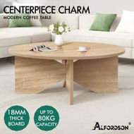 Detailed information about the product ALFORDSON Coffee Table Modern Round Table X-shape Wooden Legs Living Room Wood