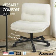 Detailed information about the product ALFORDSON Desk Chair Office Computer Armless Wide Seat Mid Back Boucle White